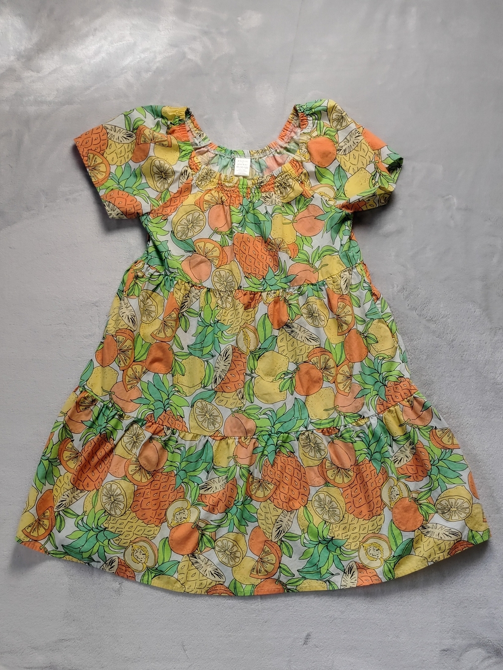 Peyton + Parker Girls Citrus Fruit 100% Cotton Whimsical Dress Size Medium 10-12